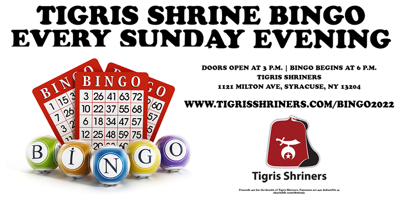 Tigris Shrine Bingo Sunday